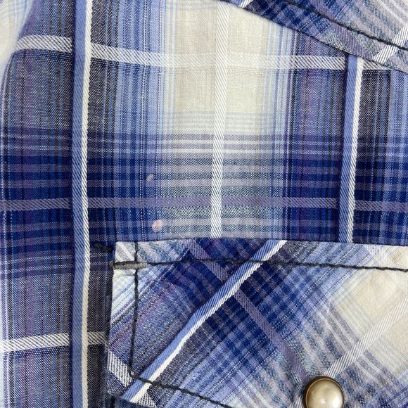 Christian Audigier Blue Plaid Pearl Snap Long Sleeve Button Up Men's XL - Picture 4 of 6